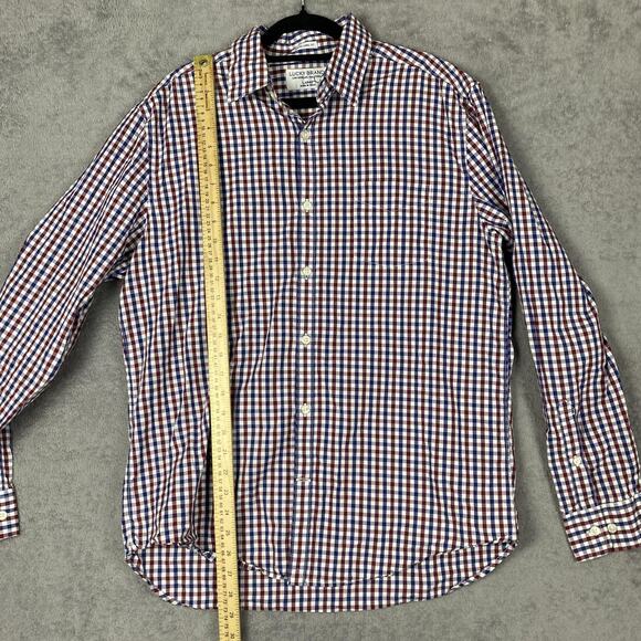 Lucky Brand Shirt Mens Large Red Blue White Label Fit Gingham Check Button Up - Picture 5 of 8